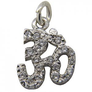 Colgante ohm con piedras platabella rodinado